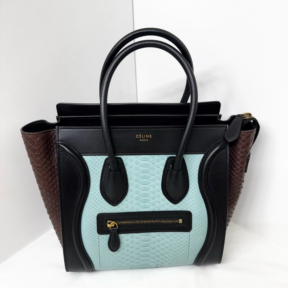 Celine Multicolor Leather And Python Luggage Bag - image 3